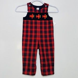 Class Club Embroidered Planes Plaid Airplane Romper Jumper Outfit